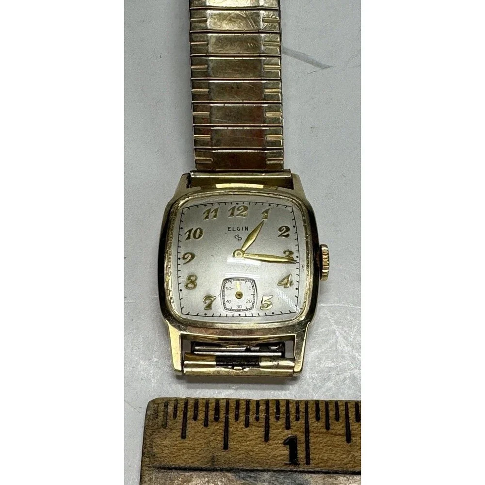 VTG Antique Elgin 14k GF Mens Watch Wind up 21 Jewel Works